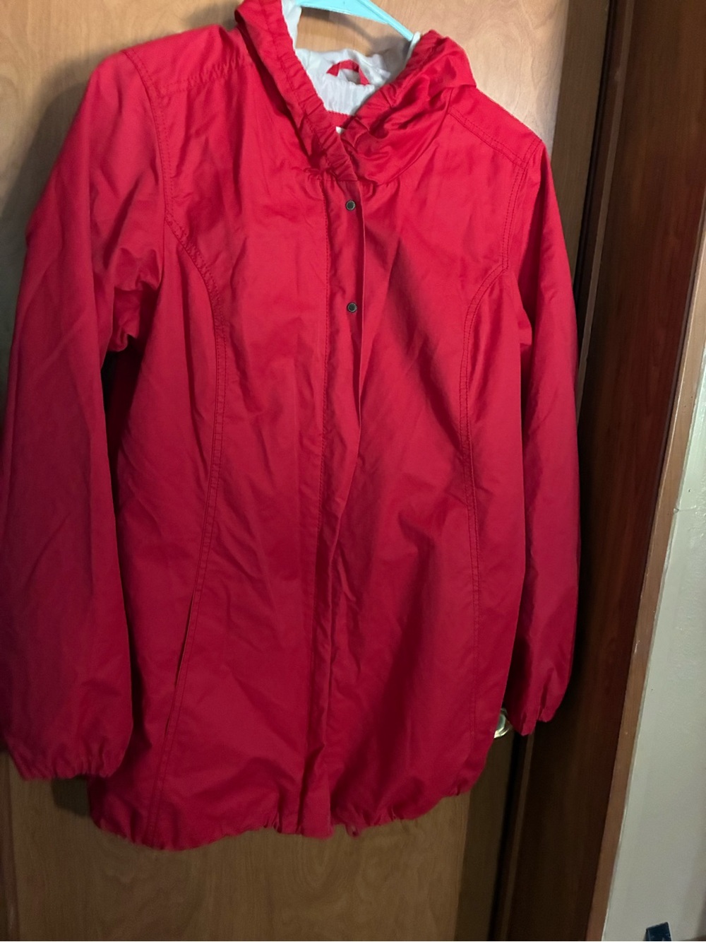 Eddie Bauer Red Hooded Jacket - Lightweight Rain Coat